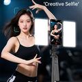 K06 Magnetisk Bluetooth-selfiestang med to arbejdslamper - 170cm - sort