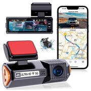 K19 dobbelt bilkamera i 4K Ultra HD med GPS og WiFi - sort