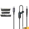 K595-34 USB-C/DC-strømkabel 140W – 34 adaptere, digitalt display – 1.5m – sort
