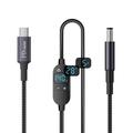 K595 USB-C/DC-strømkabel 140W – digitalt display, 6-trins spændingsregulering – 1.5m – sort