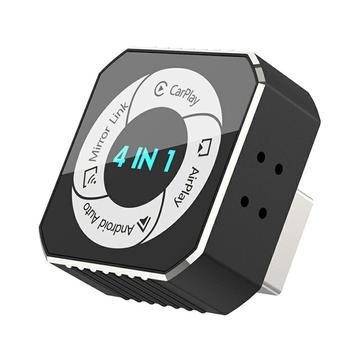 K6 Plus 4-i-1 trådløs CarPlay/Android Auto-adapter – AirPlay, Miracast – sort