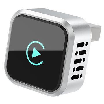 K6 Ultra1 2-i-1 trådløs CarPlay/Android Auto-adapter – Bluetooth 5.4, dual-band WiFi – sølv