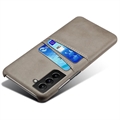Samsung Galaxy S22 5G KSQ Belagt Plastikcover med Kortlommer - Grå