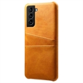 Samsung Galaxy S22 5G KSQ Belagt Plastikcover med Kortlommer - Orange