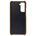 Samsung Galaxy S22 5G KSQ Belagt Plastikcover med Kortlommer - Orange