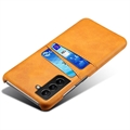 Samsung Galaxy S22 5G KSQ Belagt Plastikcover med Kortlommer - Orange