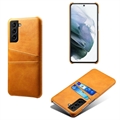 Samsung Galaxy S22 5G KSQ Belagt Plastikcover med Kortlommer - Orange