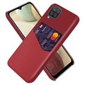 KSQ Samsung Galaxy A12 Cover med Kort Lomme - Rød