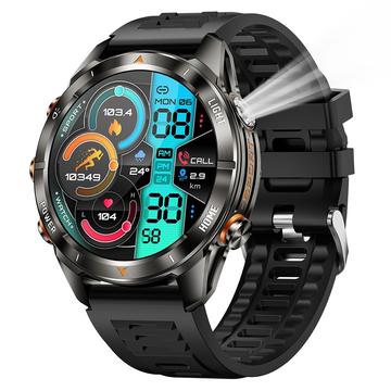 KT80 Sports Smart Watch - 3ATM vandtæt, Bluetooth-opkald, 1.46" HD-berøringsskærm, integreret lommelygte