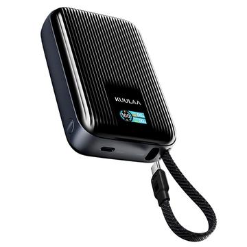 KUULAA KL-YD120 20000mAh powerbank med TFT-skærm og indbygget USB-C-kabel - 45W - Blå