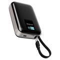 KUULAA KL-YD120 20000mAh powerbank med TFT-skærm og indbygget USB-C-kabel - 45W - grå