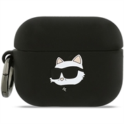 AirPods Pro 3 Karl Lagerfeld Choupette Head 3D silikoneetui - Sort