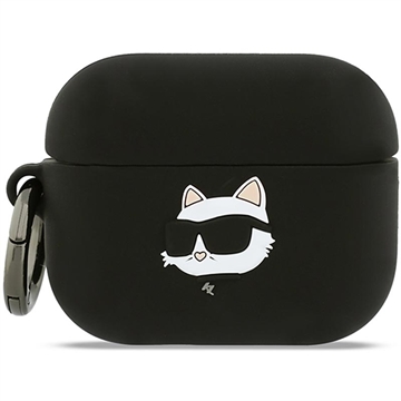 AirPods Pro 3 Karl Lagerfeld Choupette Head 3D silikoneetui - Sort
