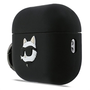 AirPods Pro 3 Karl Lagerfeld Choupette Head 3D silikoneetui - Sort