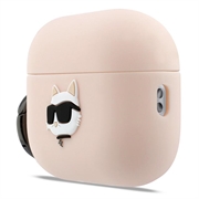 AirPods Pro 3 Karl Lagerfeld Choupette Head 3D silikoneetui - Pink