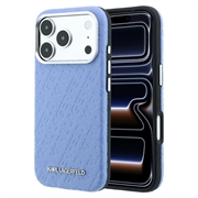iPhone 18 Pro/17 Pro Karl Lagerfeld Grained Allover Logo Metal Aflangt MagSafe Cover - Blå