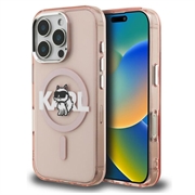 iPhone 16 Pro Karl Lagerfeld IML Choupette Sketch Logo MagSafe Cover - lyserød
