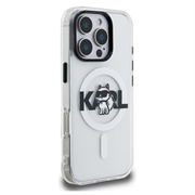 iPhone 16 Pro Karl Lagerfeld IML Choupette Sketch Logo MagSafe Cover - gennemsigtigt