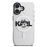iPhone 16 Karl Lagerfeld IML Choupette Sketch Logo MagSafe Cover - gennemsigtigt