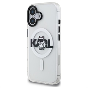 iPhone 16 Karl Lagerfeld IML Choupette Sketch Logo MagSafe Cover - gennemsigtigt