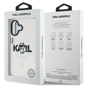 iPhone 16 Karl Lagerfeld IML Choupette Sketch Logo MagSafe Cover - gennemsigtigt