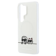 Samsung Galaxy S26 Ultra Karl Lagerfeld IML Karl&Choupette Peekaboo Logo magnetisk cover - hvid