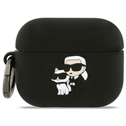 AirPods Pro 3 Karl Lagerfeld Karl & Choupette 3D silikoneetui - sort