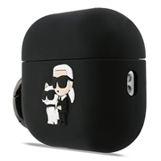 AirPods Pro 3 Karl Lagerfeld Karl & Choupette 3D silikoneetui - sort