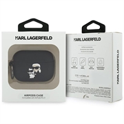 AirPods Pro 3 Karl Lagerfeld Karl & Choupette 3D silikoneetui - sort