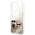 Karl Lagerfeld Liquid Glitter Karl & Choupette iPhone 13 Pro Max Cover - Guld