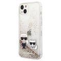 Karl Lagerfeld Liquid Glitter Karl & Choupette iPhone 14 Plus Cover - Guld