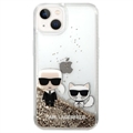 Karl Lagerfeld Liquid Glitter Karl & Choupette iPhone 14 Plus Cover - Guld
