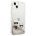 Karl Lagerfeld Liquid Glitter Karl & Choupette iPhone 14 Plus Cover - Guld