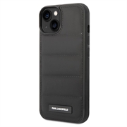 iPhone 15 Karl Lagerfeld Quilted Puffy Metal Logo Cover - Sort
