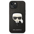 Karl Lagerfeld Saffiano Karl\'s Head iPhone 14 Cover - Sort