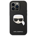 Karl Lagerfeld Saffiano Karl\'s Head iPhone 14 Pro Max Cover - Sort