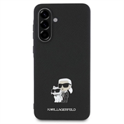 Samsung Galaxy A36 Karl Lagerfeld Saffiano Metal Karl and Choupette Cover - Sort