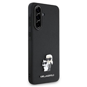 Samsung Galaxy A36 Karl Lagerfeld Saffiano Metal Karl and Choupette Cover - Sort