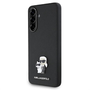 Samsung Galaxy A56 Karl Lagerfeld Saffiano Metal Karl and Choupette Cover - Sort