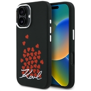 iPhone 16 Karl Lagerfeld Silicone Heart Sign Logo MagSafe Cover - sort