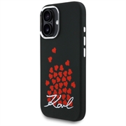 iPhone 16 Karl Lagerfeld Silicone Heart Sign Logo MagSafe Cover - sort