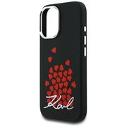 iPhone 16 Karl Lagerfeld Silicone Heart Sign Logo MagSafe Cover - sort