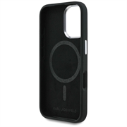 iPhone 16 Karl Lagerfeld Silicone Heart Sign Logo MagSafe Cover - sort