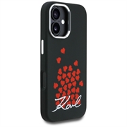 iPhone 16 Karl Lagerfeld Silicone Heart Sign Logo MagSafe Cover - sort