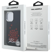 iPhone 16 Karl Lagerfeld Silicone Heart Sign Logo MagSafe Cover - sort