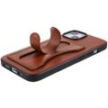 iPhone 14 Plus Belagt Cover med Kortholder og Kickstand - Brun