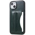 iPhone 14 Plus Belagt Cover med Kortholder og Kickstand - Grøn