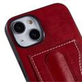 iPhone 14 Plus Belagt Cover med Kortholder og Kickstand - Rød