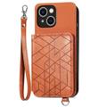 Geometry Serie iPhone 14 Cover med Pung - Brun