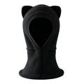 Strikket balaclava med katteører til børn - sort